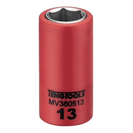 Teng Tools 3/8 Inch Drive 13MM Metric 6 Point 1000 Volt Shallow Insulated Socket MV380513